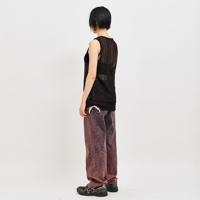 SEE-THROUGH CRAFT KNIT SLEEVELESS BLACK