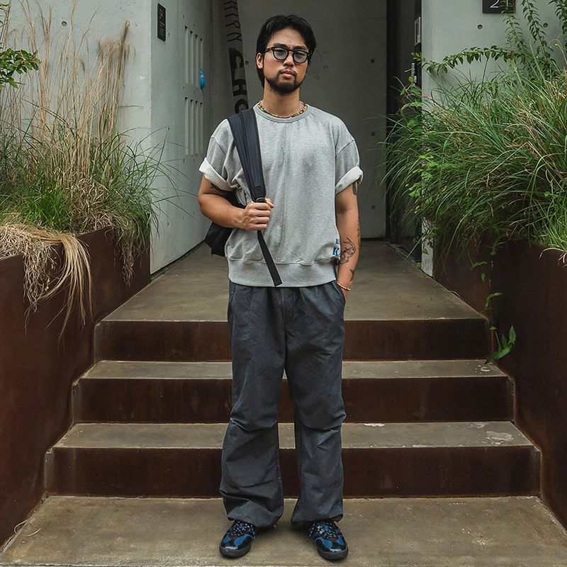 Pigment nylon pants / Black charcoal