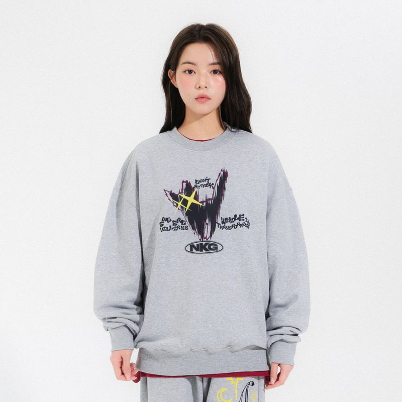 NEWKITSCH（ニューキッチジェネレーション）の「ヘンシンキャットスウェットシャツ メランジ（トップス）」