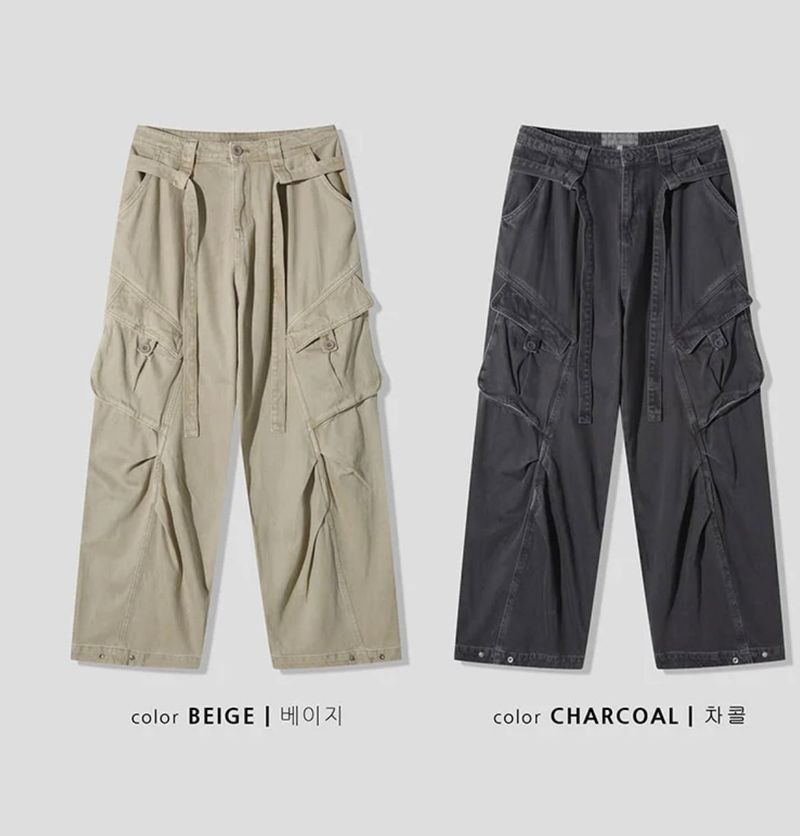 [Unisex] Desert belt washing cargo pants(3color)