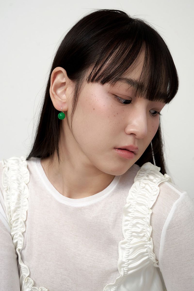 [silver925] jade ball hook earring