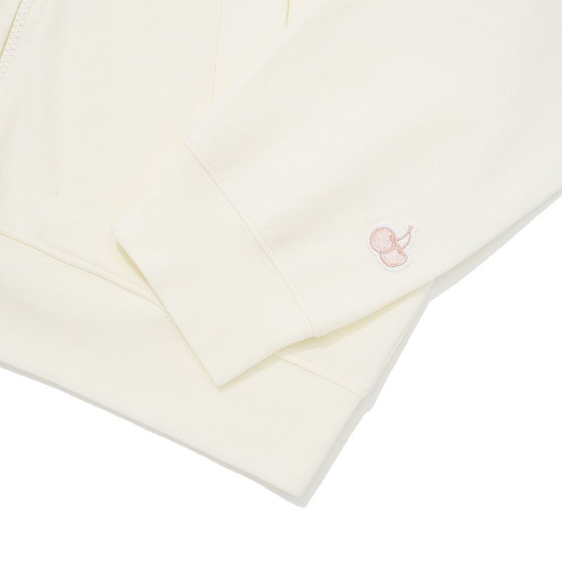 WORDING APPLIQUE HOODIE ZIP UP [IVORY]