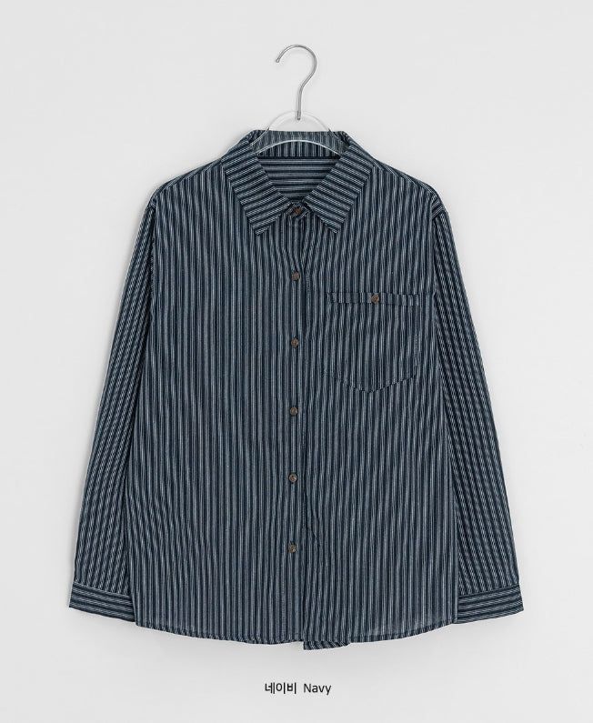 Hiche Stripe Basic Pocket Shirt