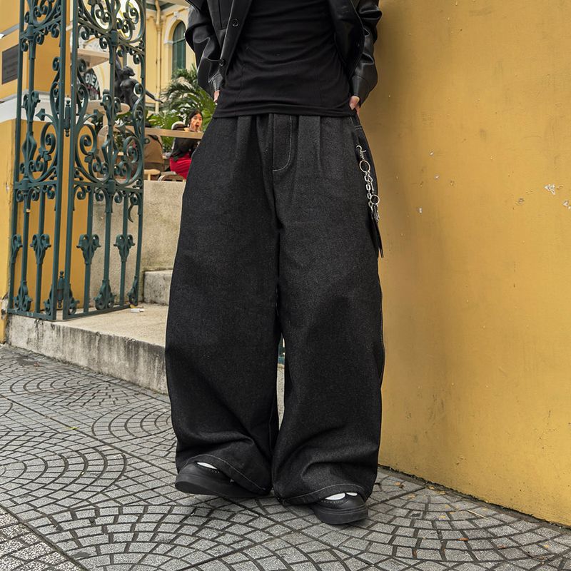 Bin Lettering Raw Wide Denim