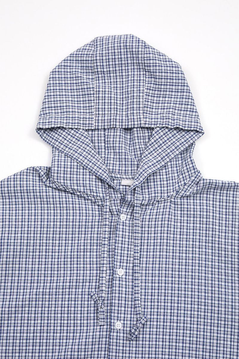 Zeckon check hooded shirt