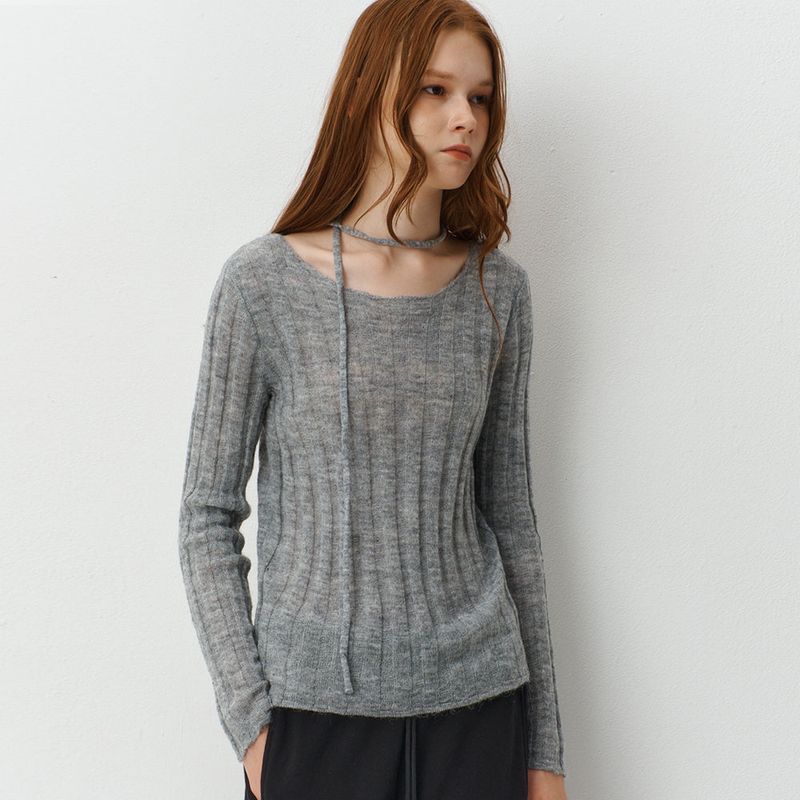 String Boat Neck Knit_2Color