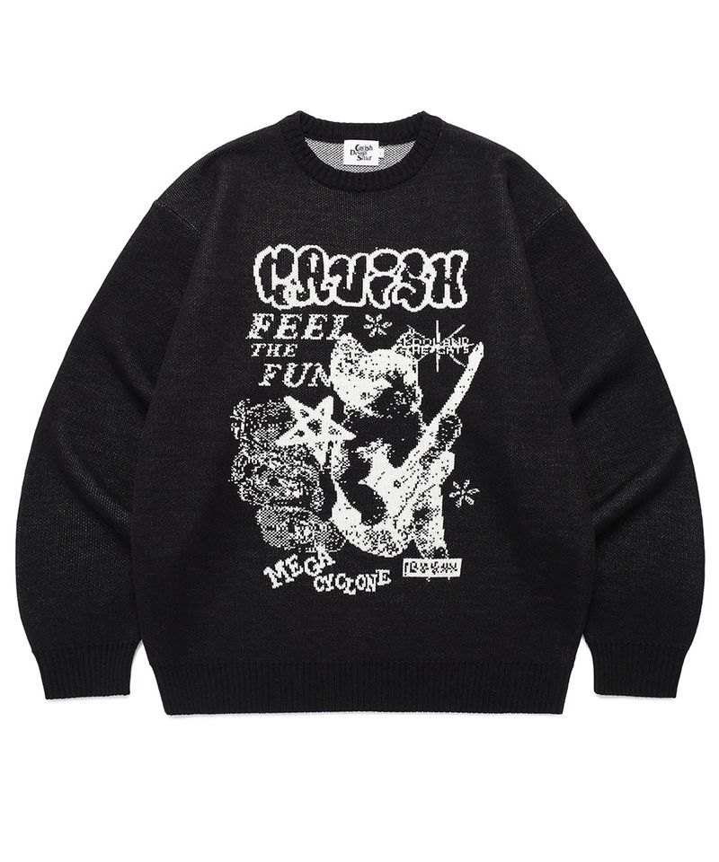 cavish（カビシ）の「MEGA CYCLONE KNIT SWEATER BLACK(CV2EFUK601A)（Tops）」