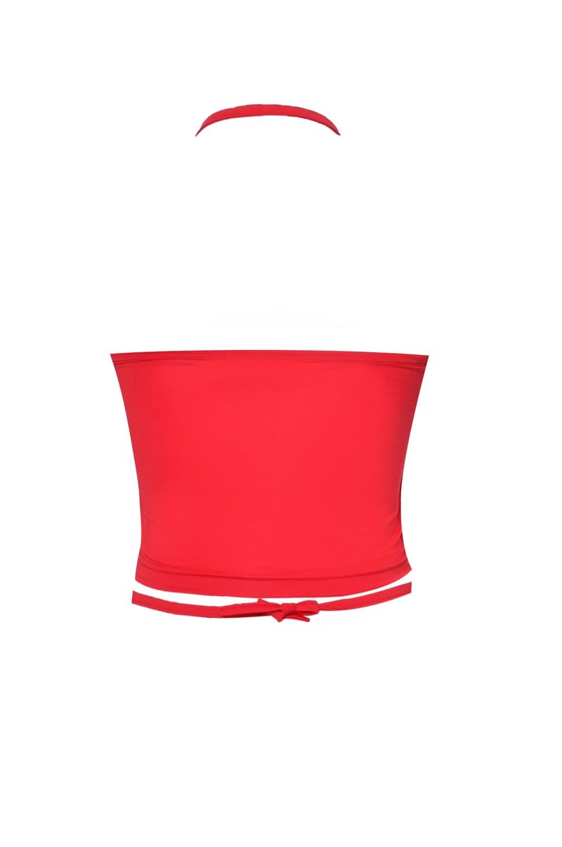 2-way halter span crop sleeveless top (red)