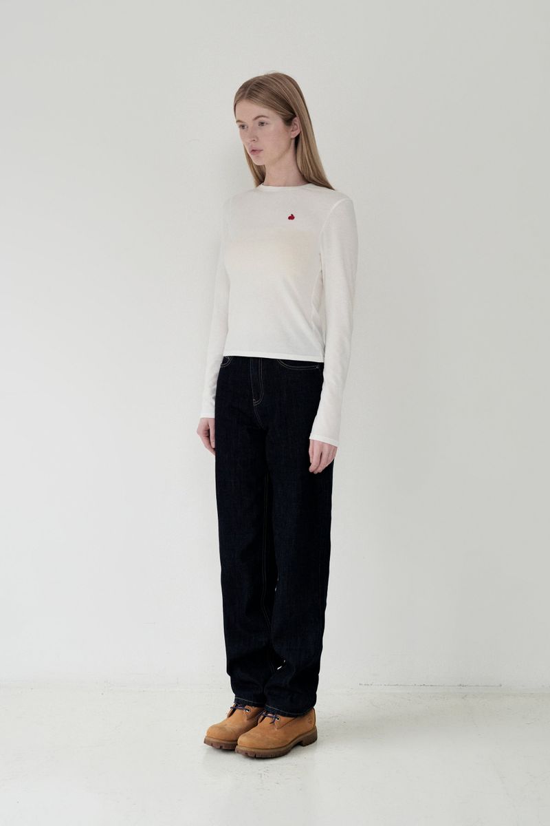 KIRSH PLAIN ROUND FITTED T-SHIRT [WHITE]