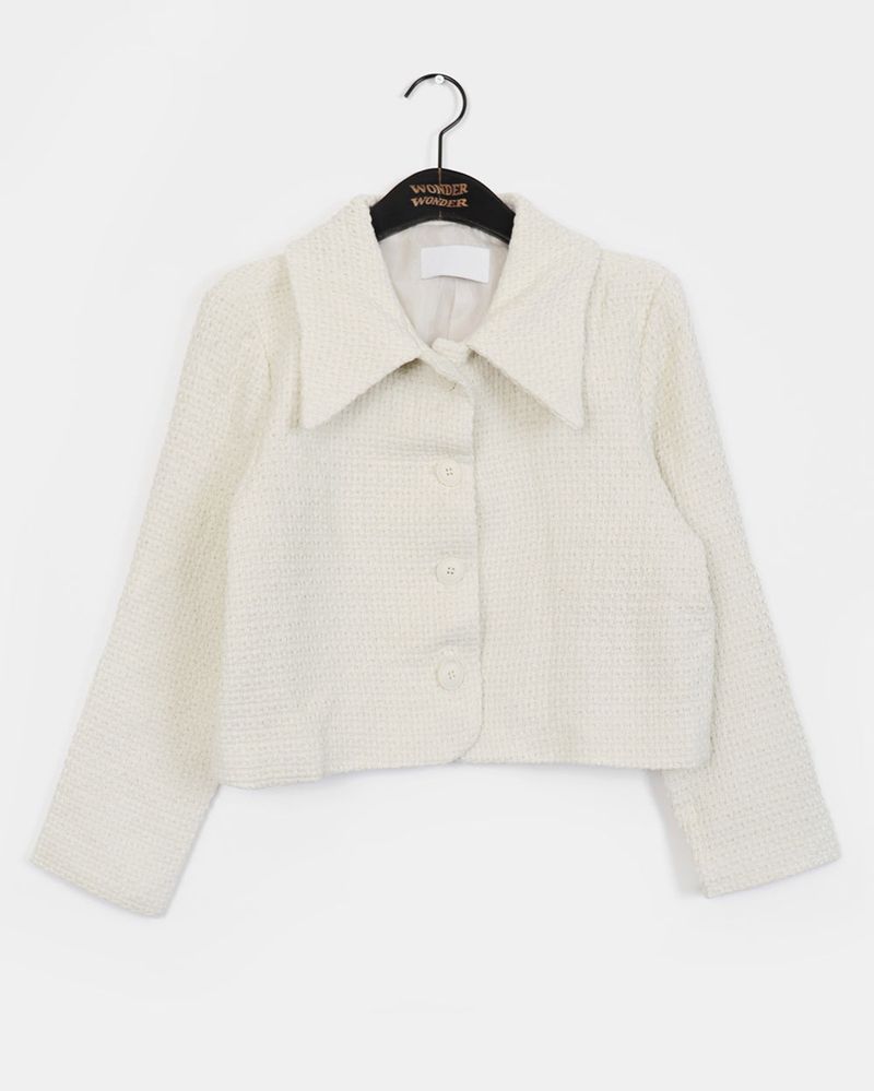 EO collar tweed short jacket