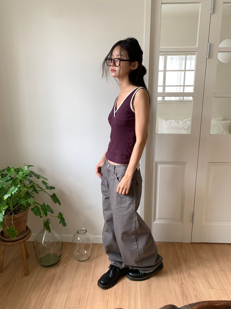 TWILL BACK POCKET STUD PANTS (3C)