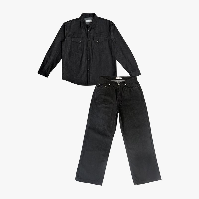Leaf denim western shirt
