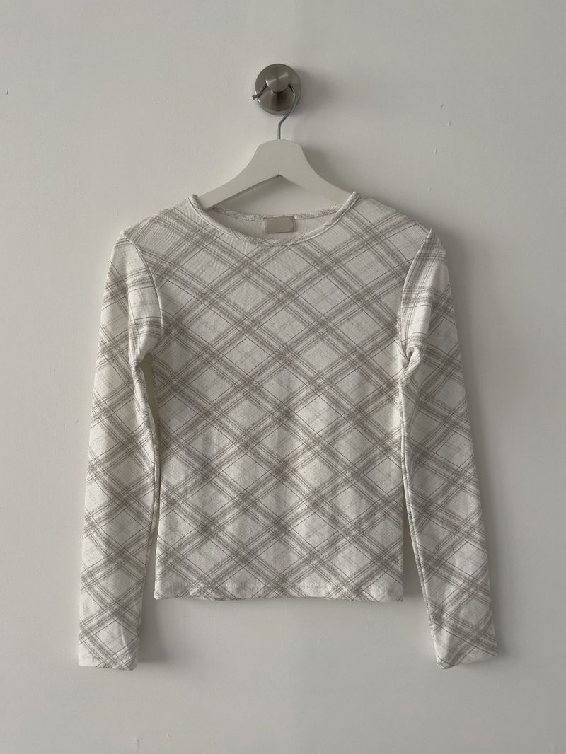 Checked Slim Long Sleeve T-shirt