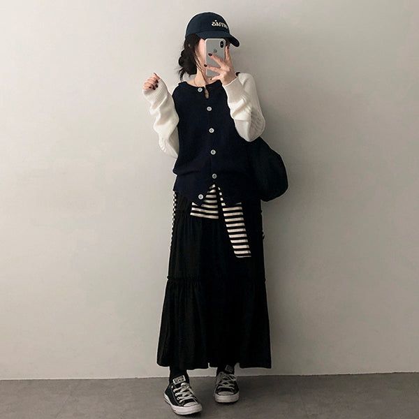 Beads banding cancan long skirt