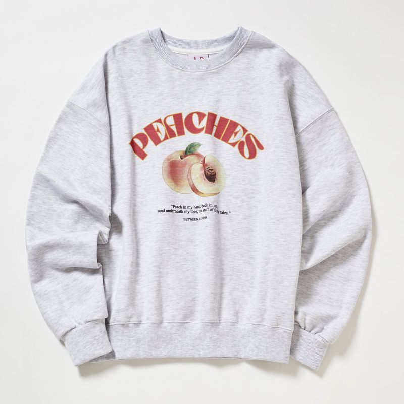 PEACHES DRAWING SWEATSHIRT_WHITE MELANGE