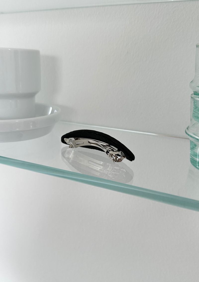 oval satin hair pin - black