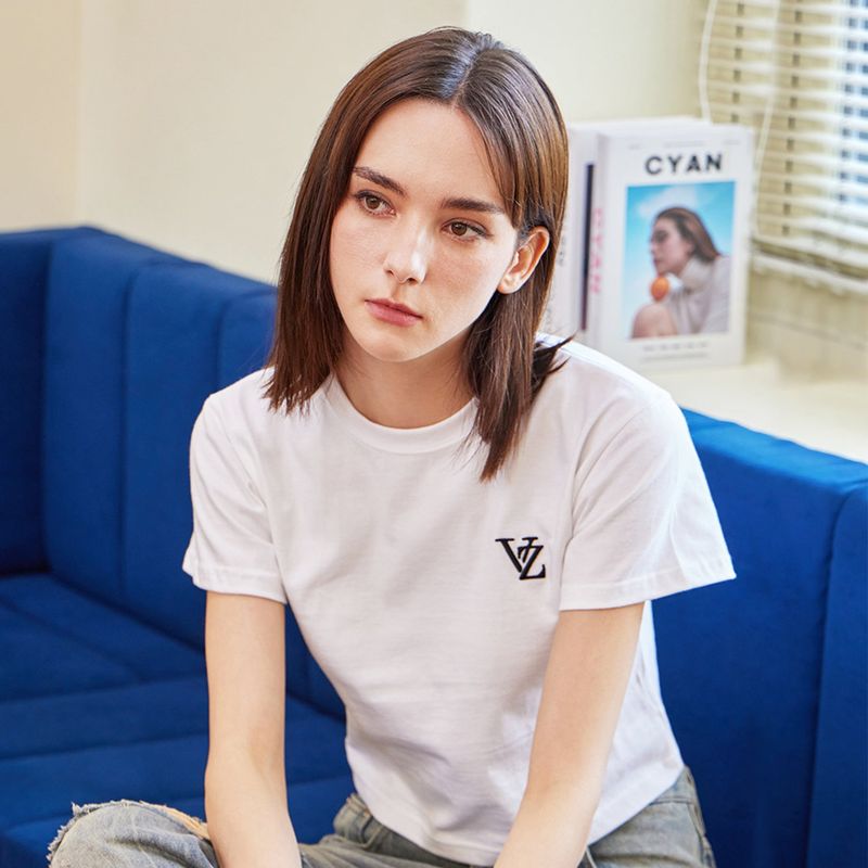 VZ 3D Logo Crop T-Shirts / White
