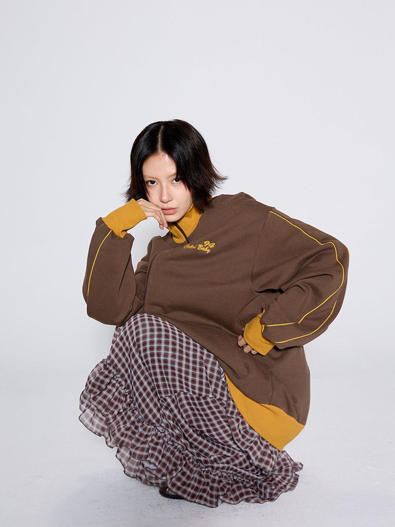 CHECK FRILL SKIRT / RED