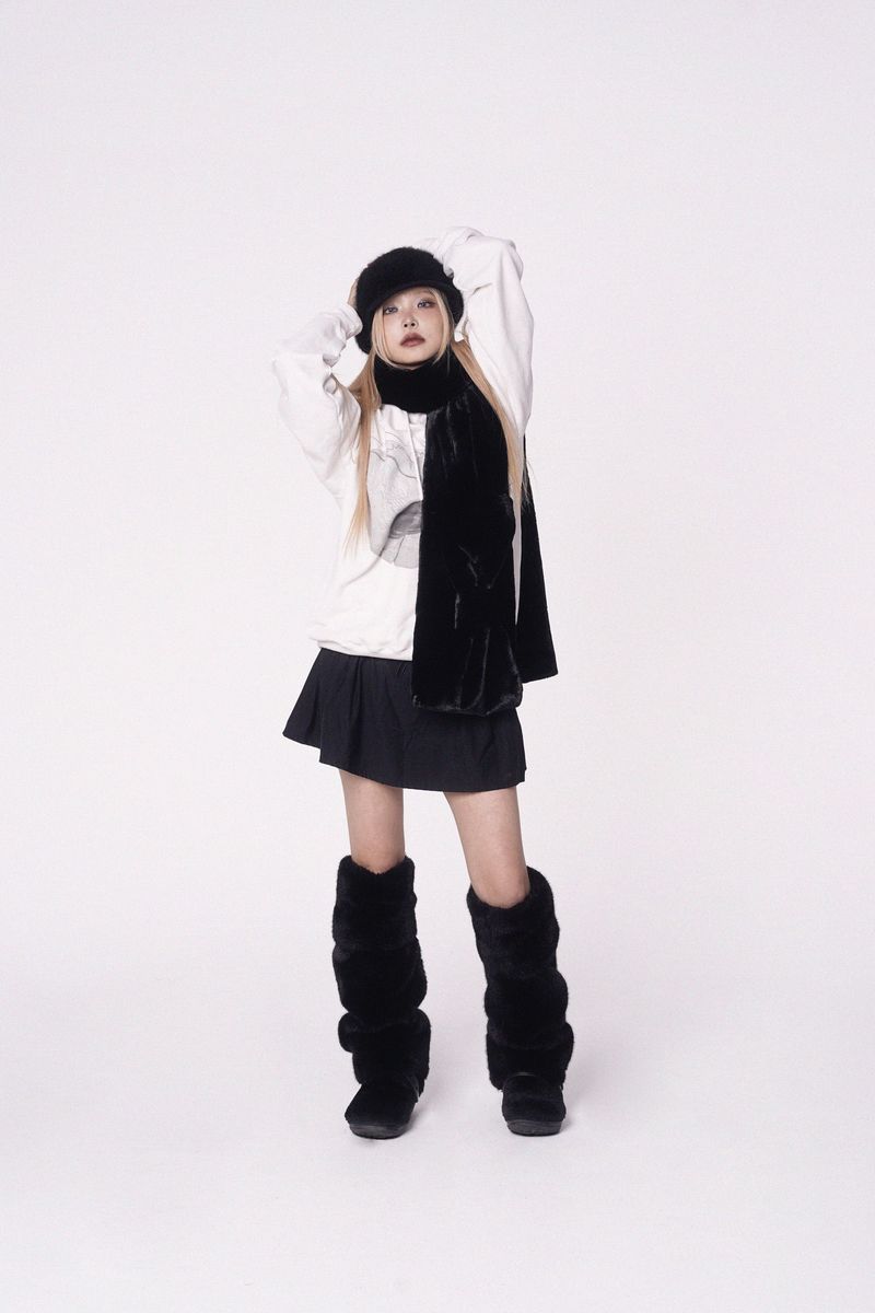 Ribbon Muffler_Fur black