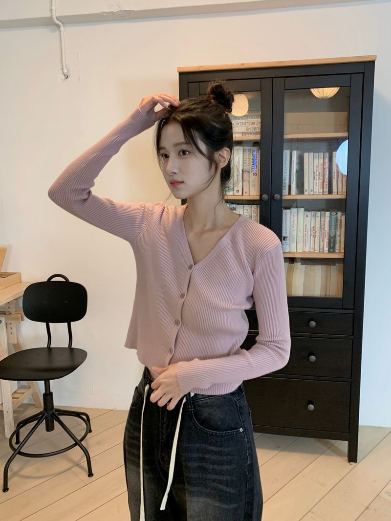 Milk Soft V neck Ribbed Cardigan