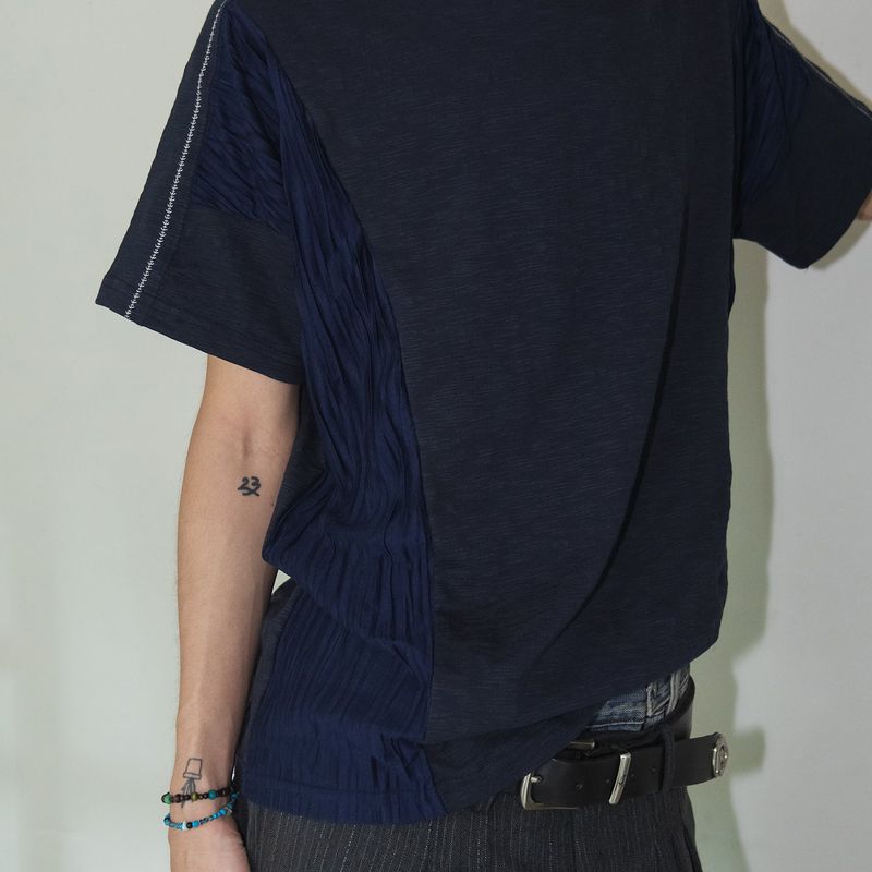 Crease half T-shirts / Navy