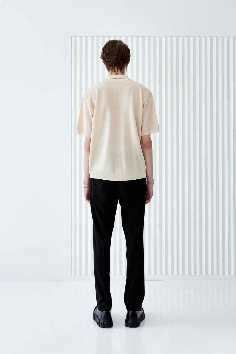 BUTTON UP HALF SLEEVE PIQUE CARDIGAN CREAM