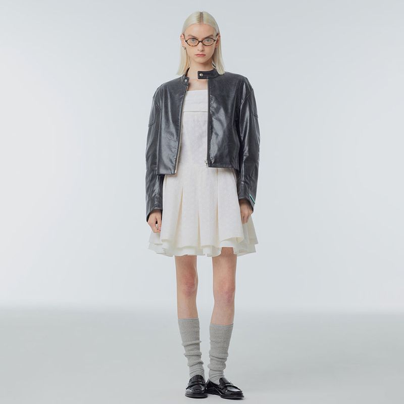 Faux-leather biker jacket