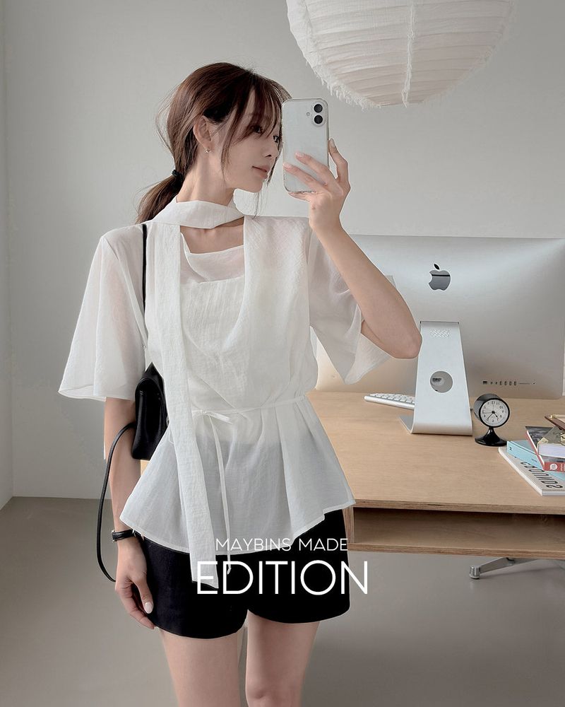MADE. Reviz tie blouse