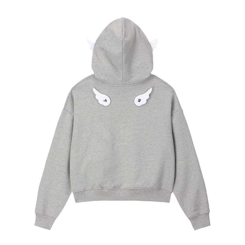 Wings Hooded Zip-up - GREY