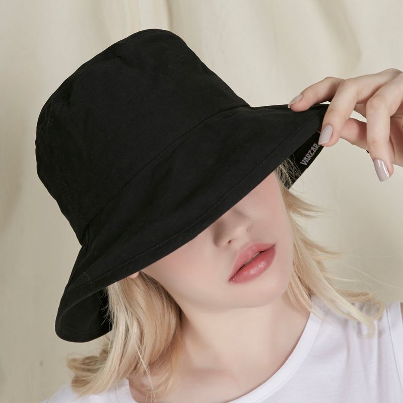 wide brim washing bucket hat black