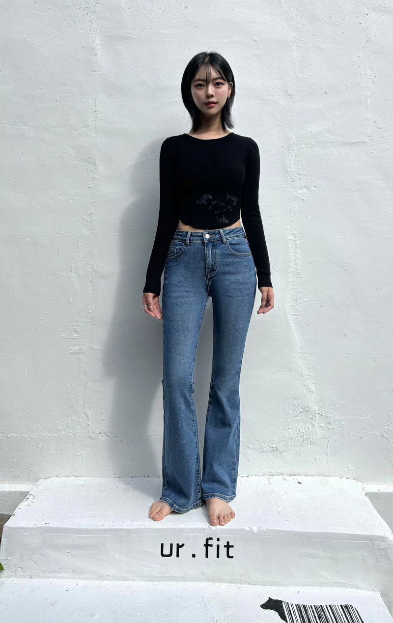 BASIC SPANDEX BOOTCUT DENIM PANTS code 18311