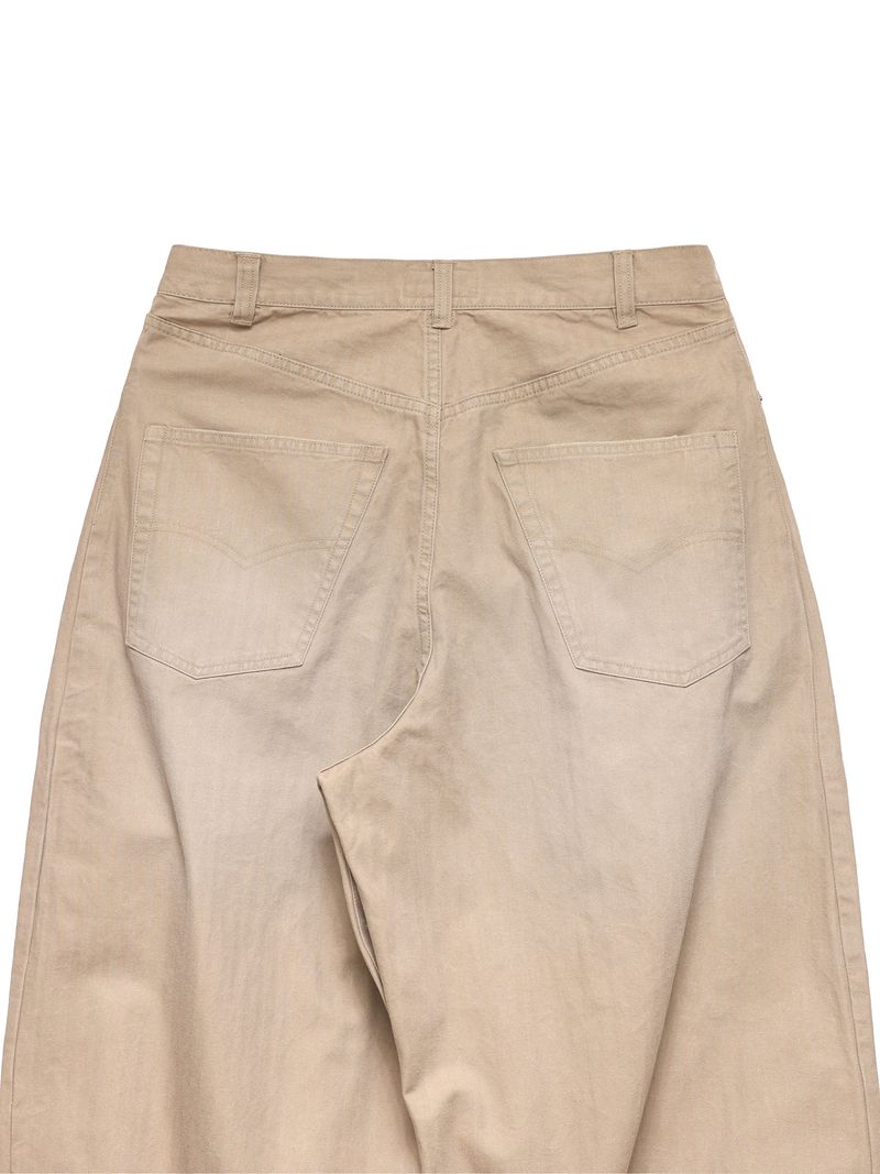 6CRAYON Khaki Classic Herringbone Washed Wide-Leg Trousers