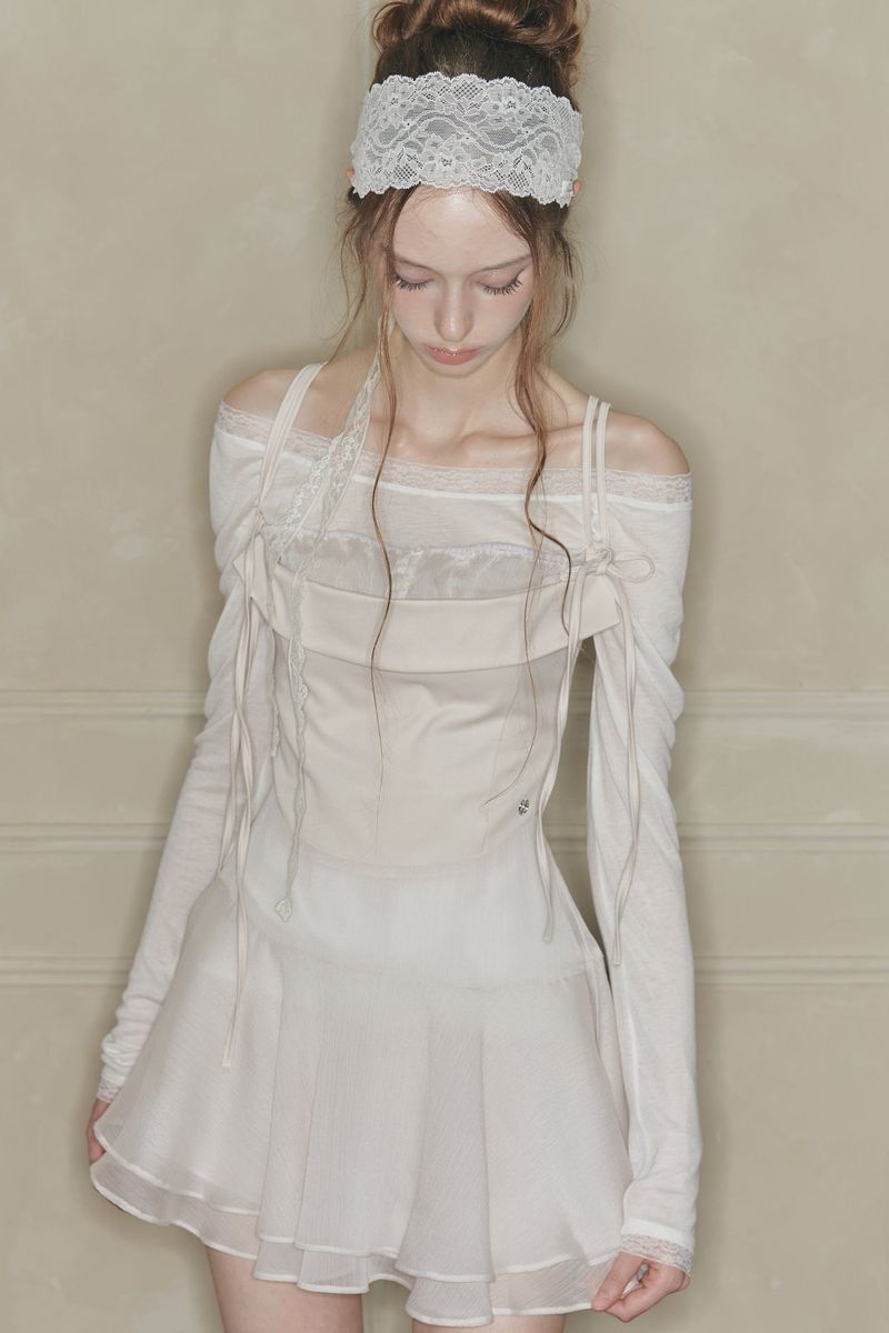 LACE BOATNECK TOP white