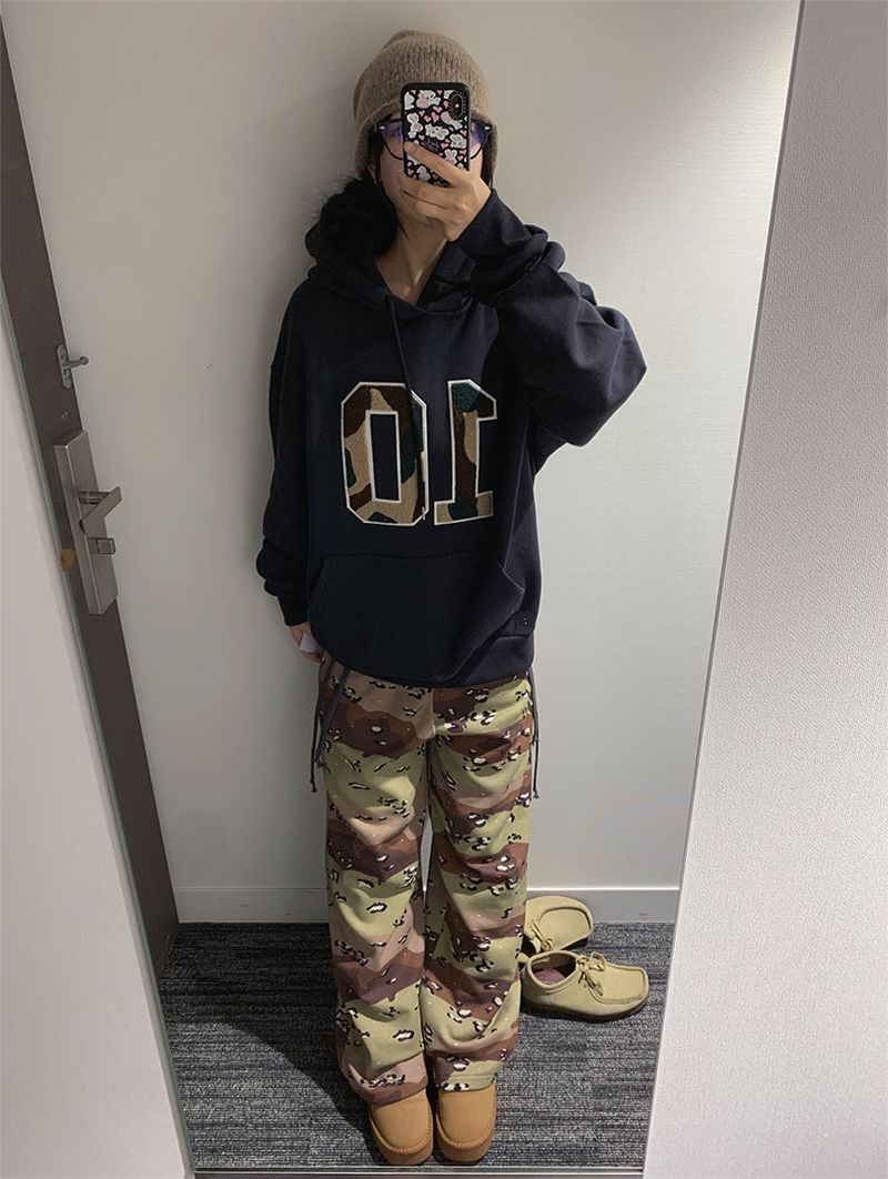 CAMO FLEECE PATCH HOOD (4C)