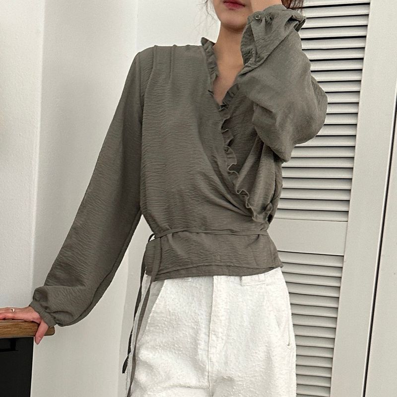 Wrap Frill Blouse - 3colors