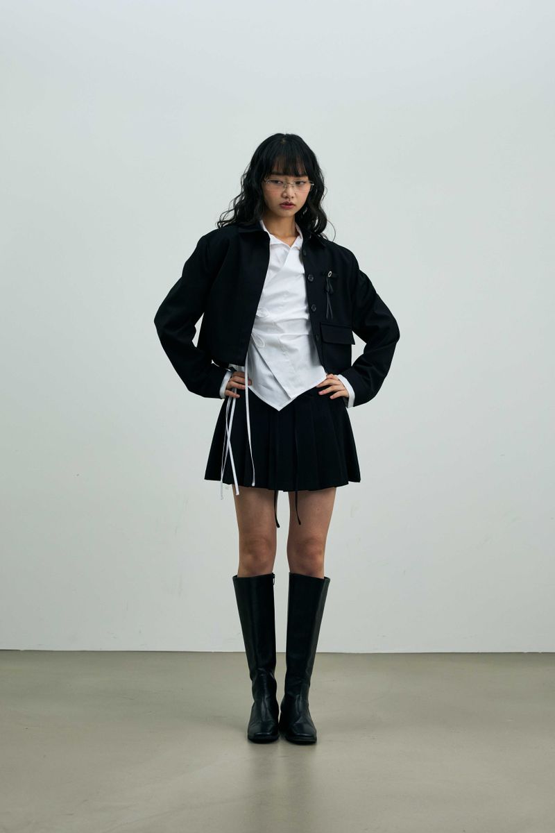 MILD PLEATS SKIRT PANTS / BLACK