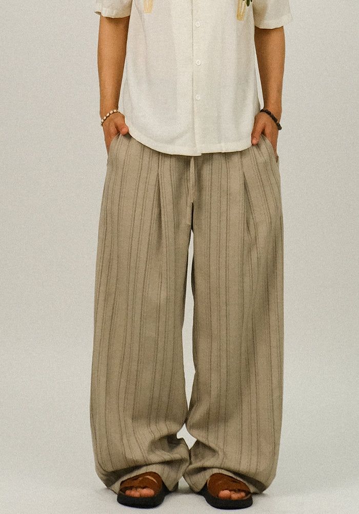 SEMIKAJI（セミカジ）の「EO Stripe Wide Linen Pants （Pants）」