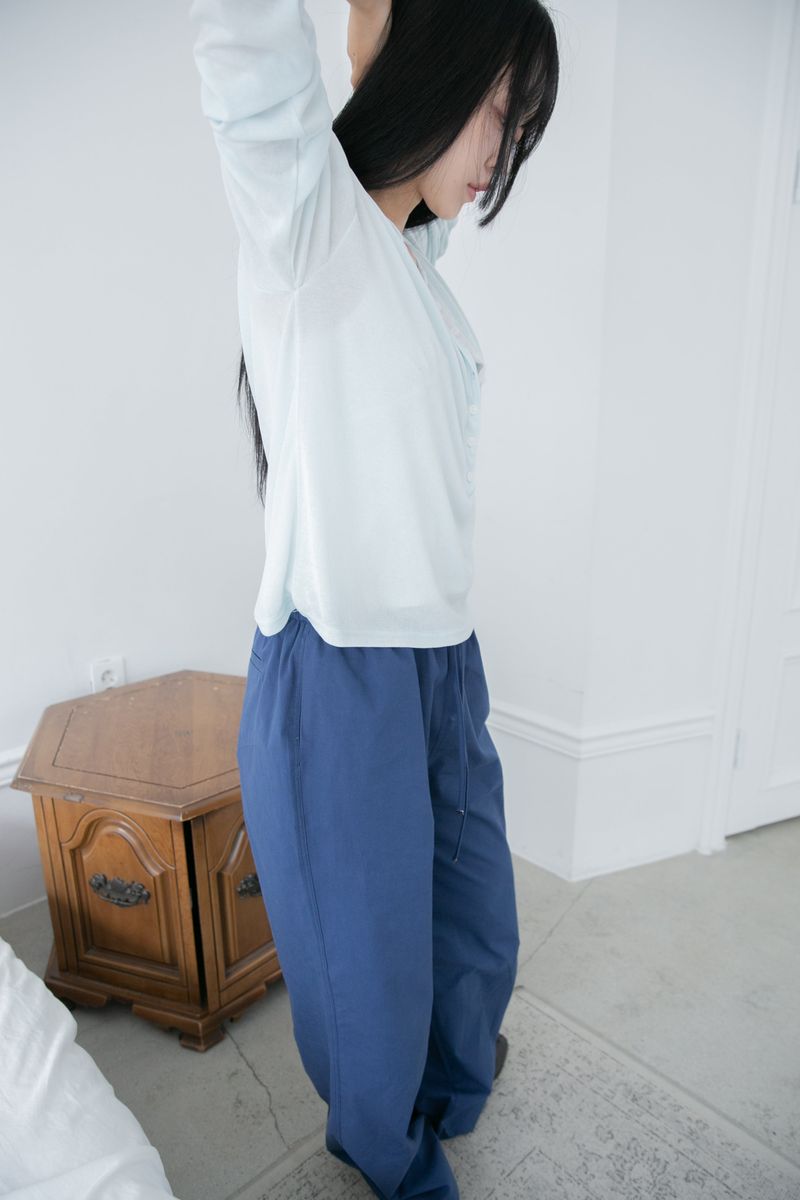 button line see-through loose top(4colors)