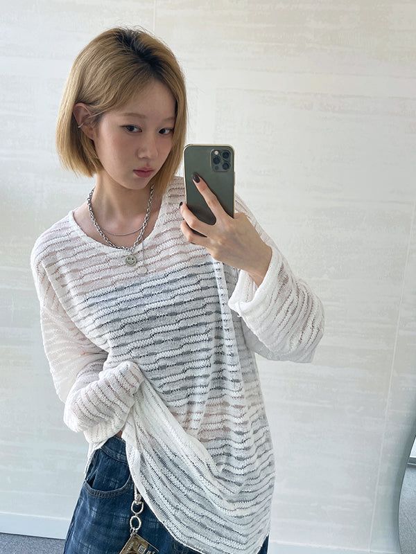 (UNISEX) Sys Loose See-through Knit