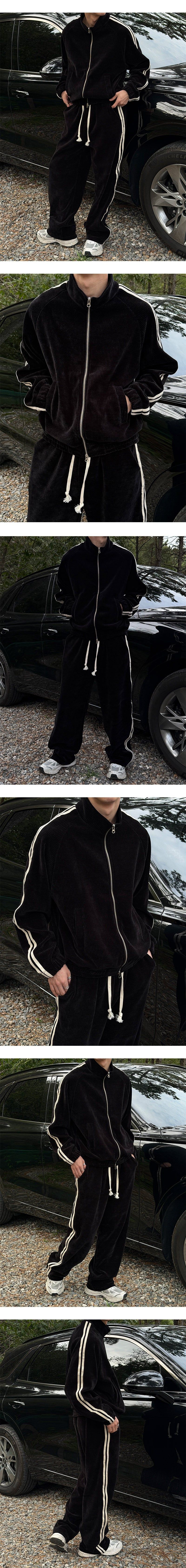 [SET UP가능] Velvet track zip up(3color)