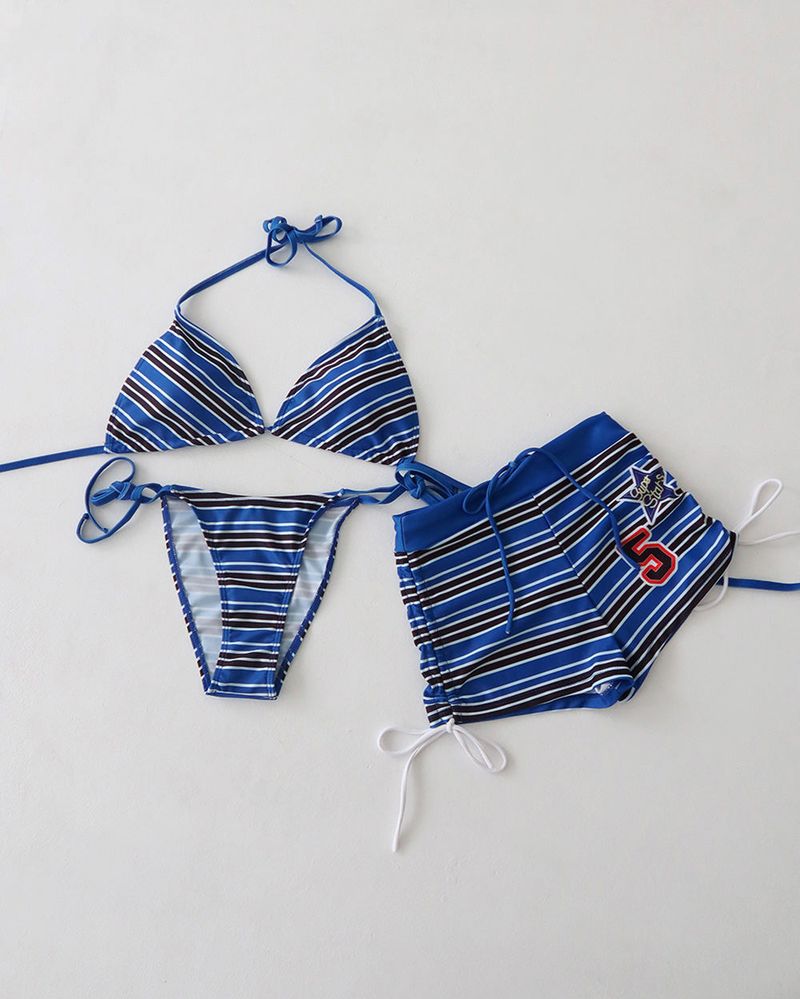 Stripe Patch 3ps Bikini Set