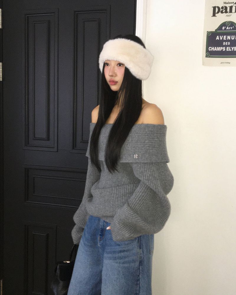 [ORIGINAL] DARE Off-Shoulder Rib Knit