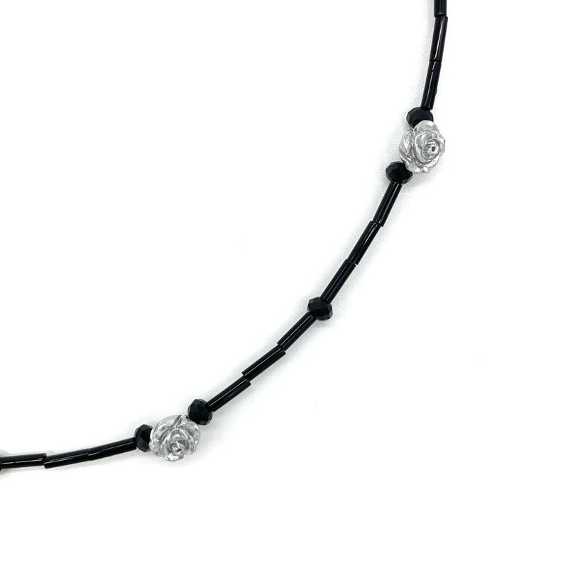 Silver rose choker