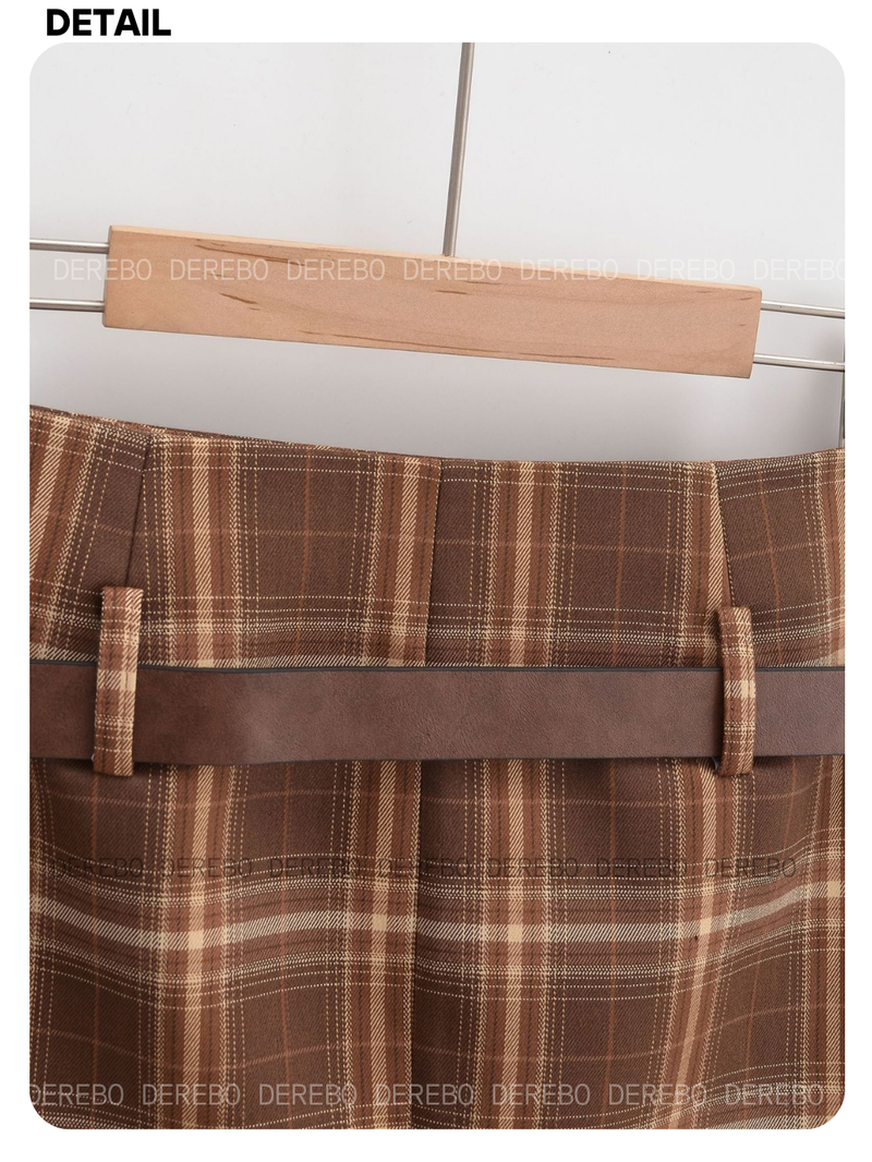 Preppy Belt Checkered Mini Pants Skirt