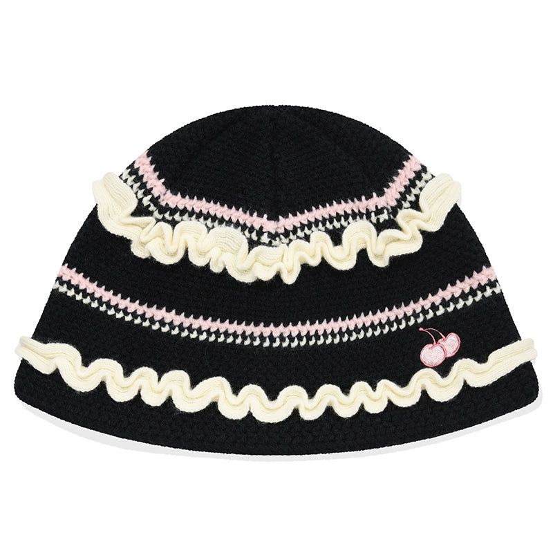 KIRSH（キルシー）の「CHERRY FRILL COLORING KNIT BEANIE [CHARCOAL]（Hats）」