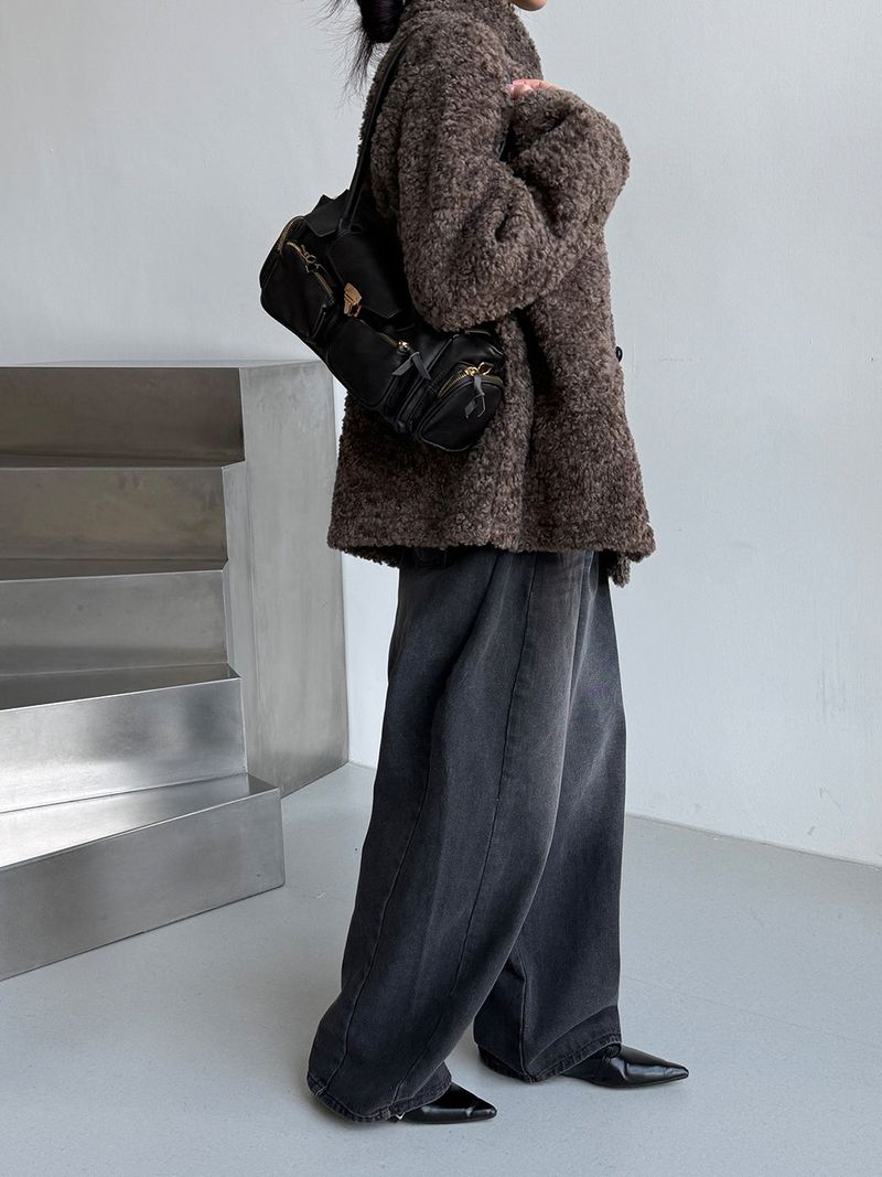 High neck boucle half coat(4color)