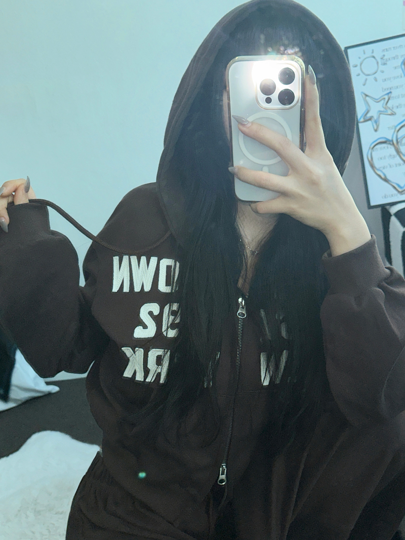 ストリートパッチフーディージップアップ🤎🤍🖤3COLOR
