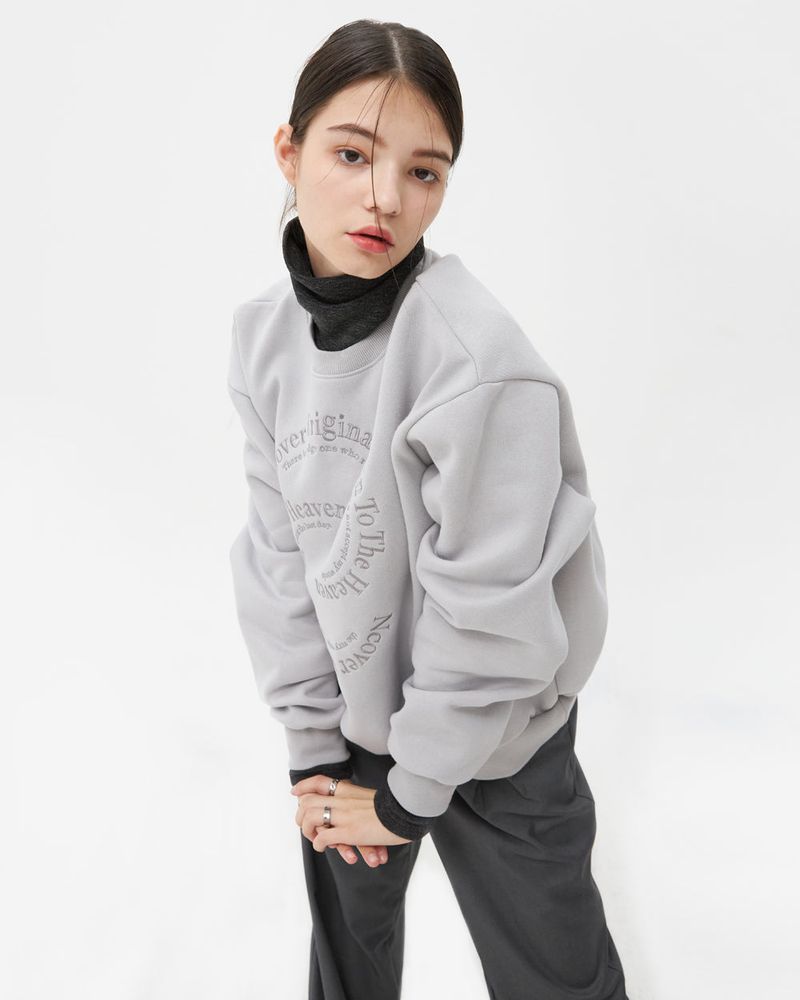 SEMICIRCLE TEXT SWEATSHIRT-GREY