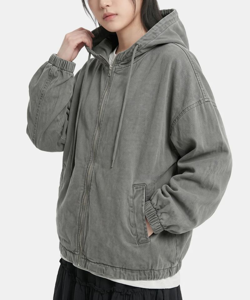 Pigment Washed Two-Way Hood Jacket