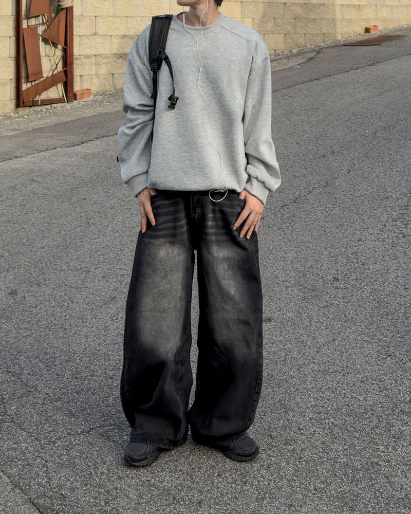 Mech side tuck wide denim pants
